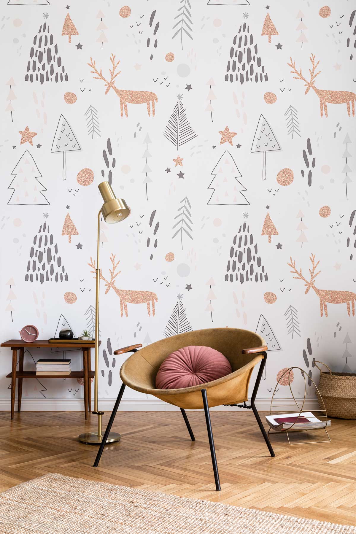 Cute Cartoon Whimsical Deer Custom Mural Design