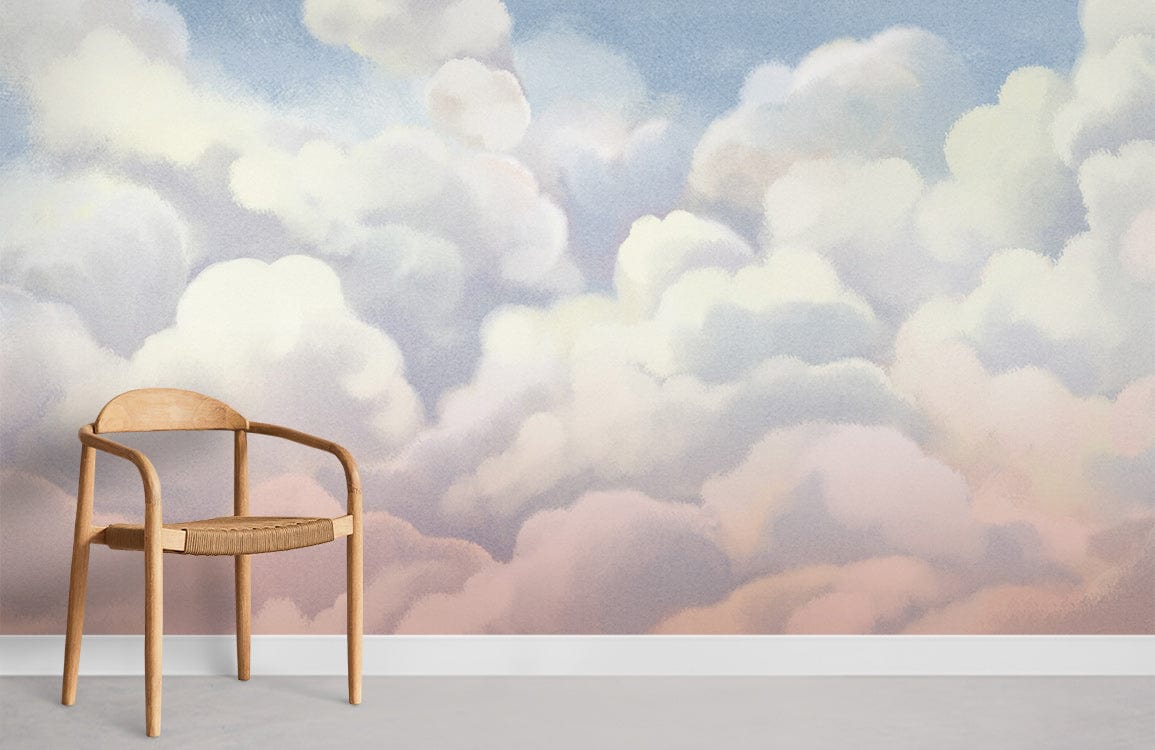 Ombre Clouds Landscape Mural Room Decoration Idea