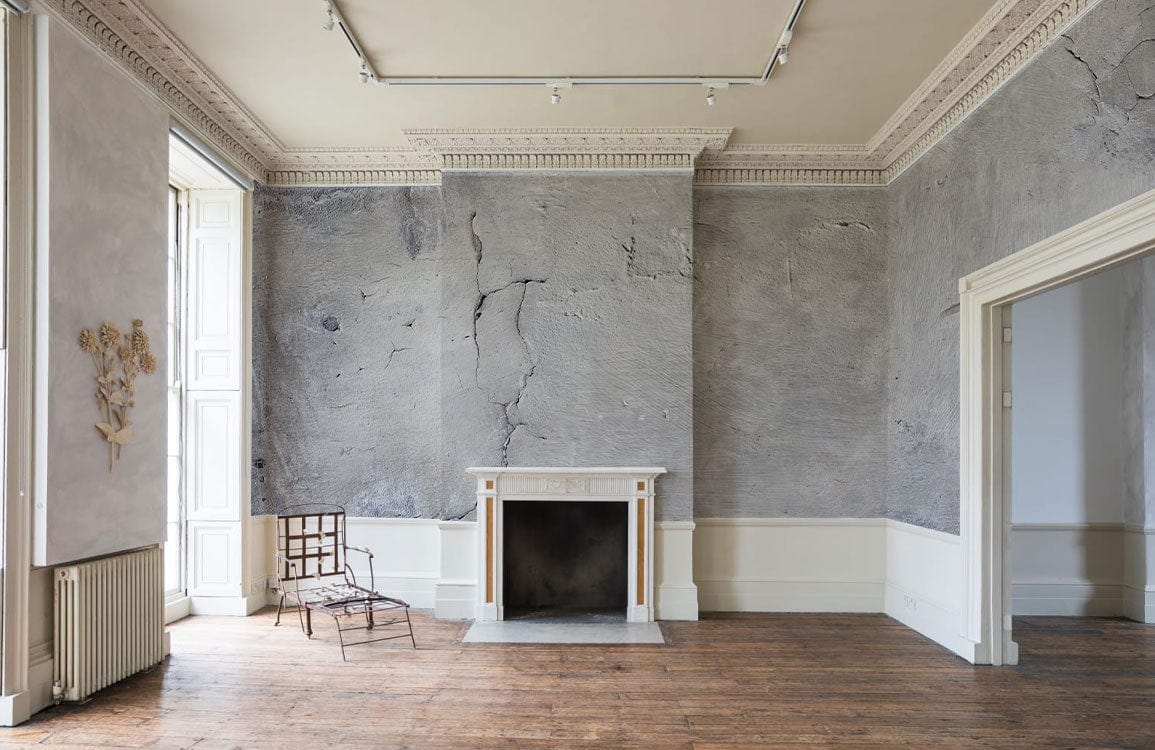 industrial wallpaper mural hallway design