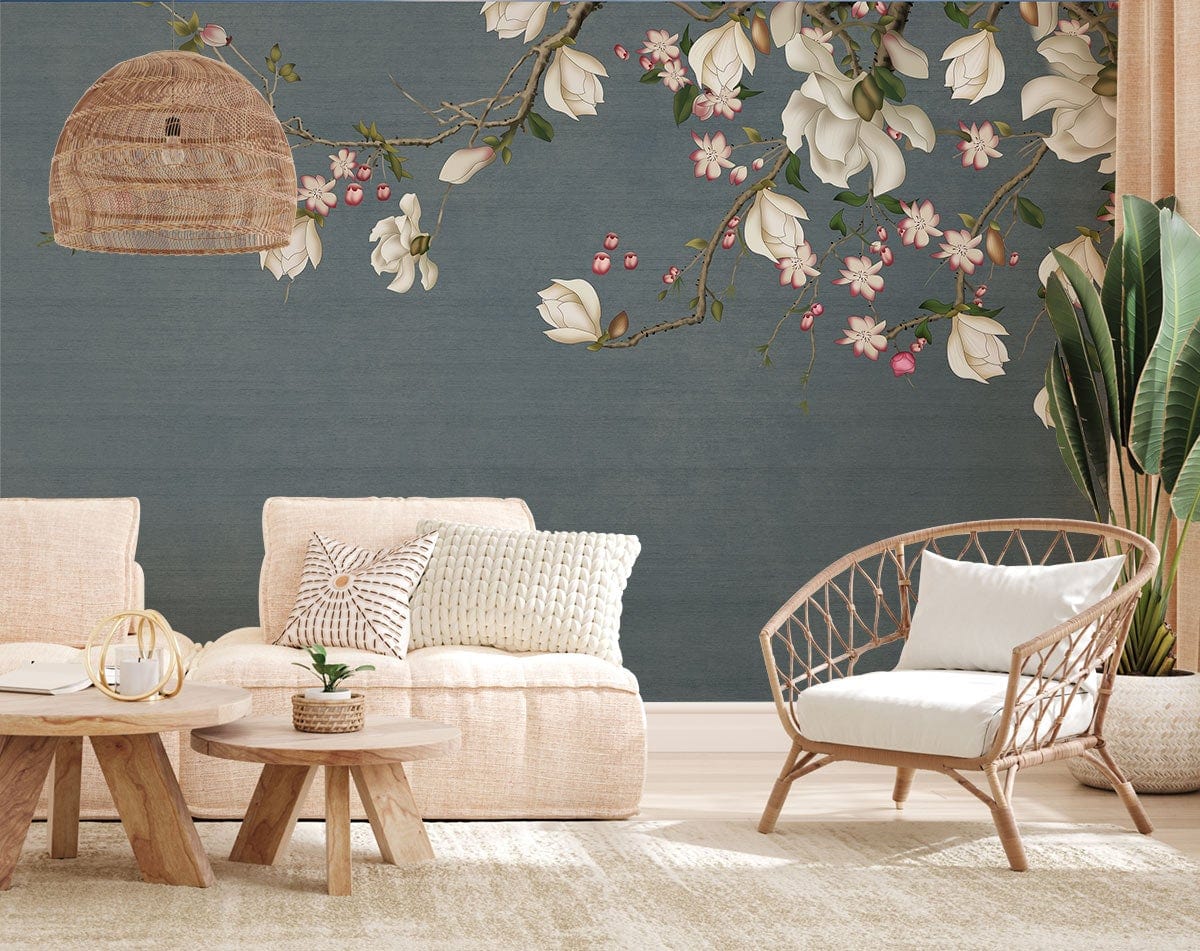 White Orchid Flower Mural Custom Design