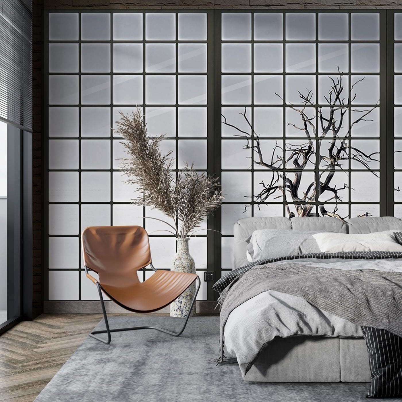 Window Snow Wallpaper Mural for Use as a Decoration in the Bedroom