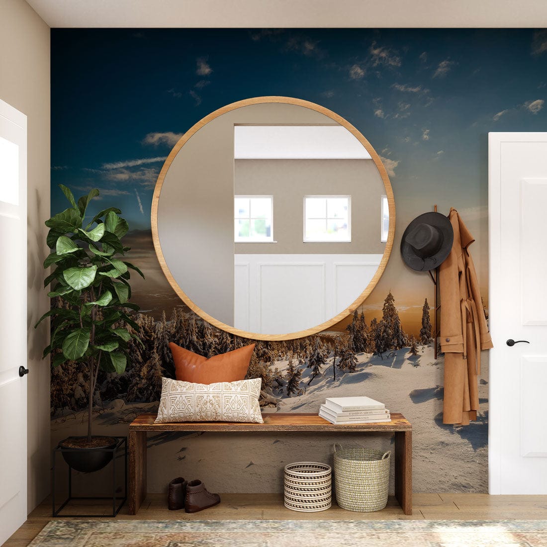 mountain landscape wall mural hallway decoration idea