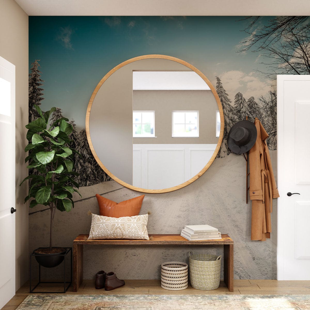 landscape wall mural hallway decoration idea