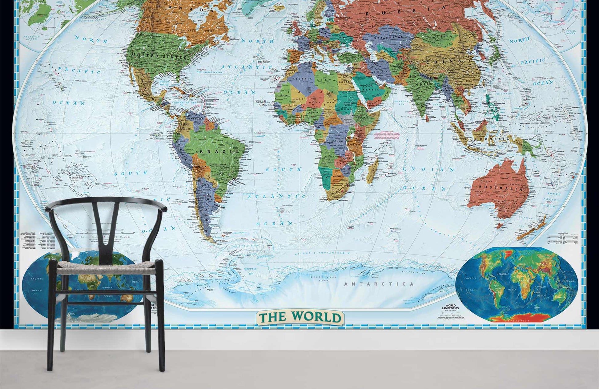 Educational World Map Wall Art in office