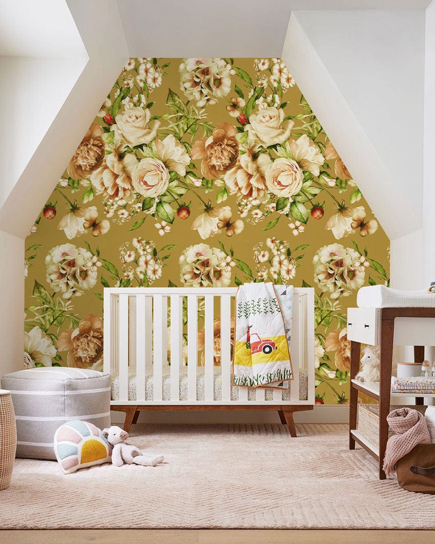 yellow flower blossom wall mural nursery decor