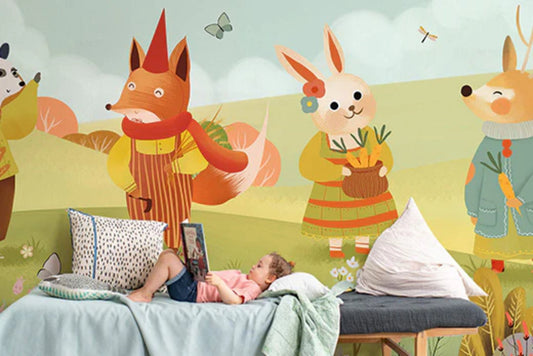 interactive-wallpaper-animal-land-cartoon-wallpaper-mural-nursery-room