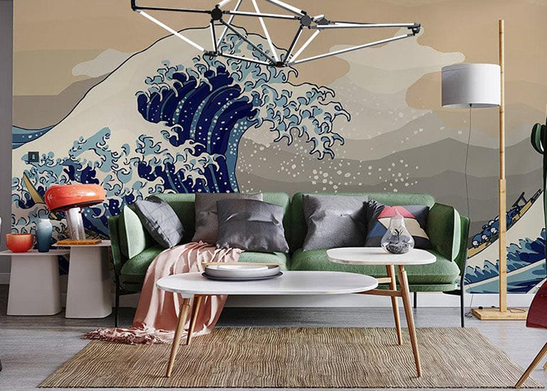 the great wave of Kanagawa wall mural for hallway