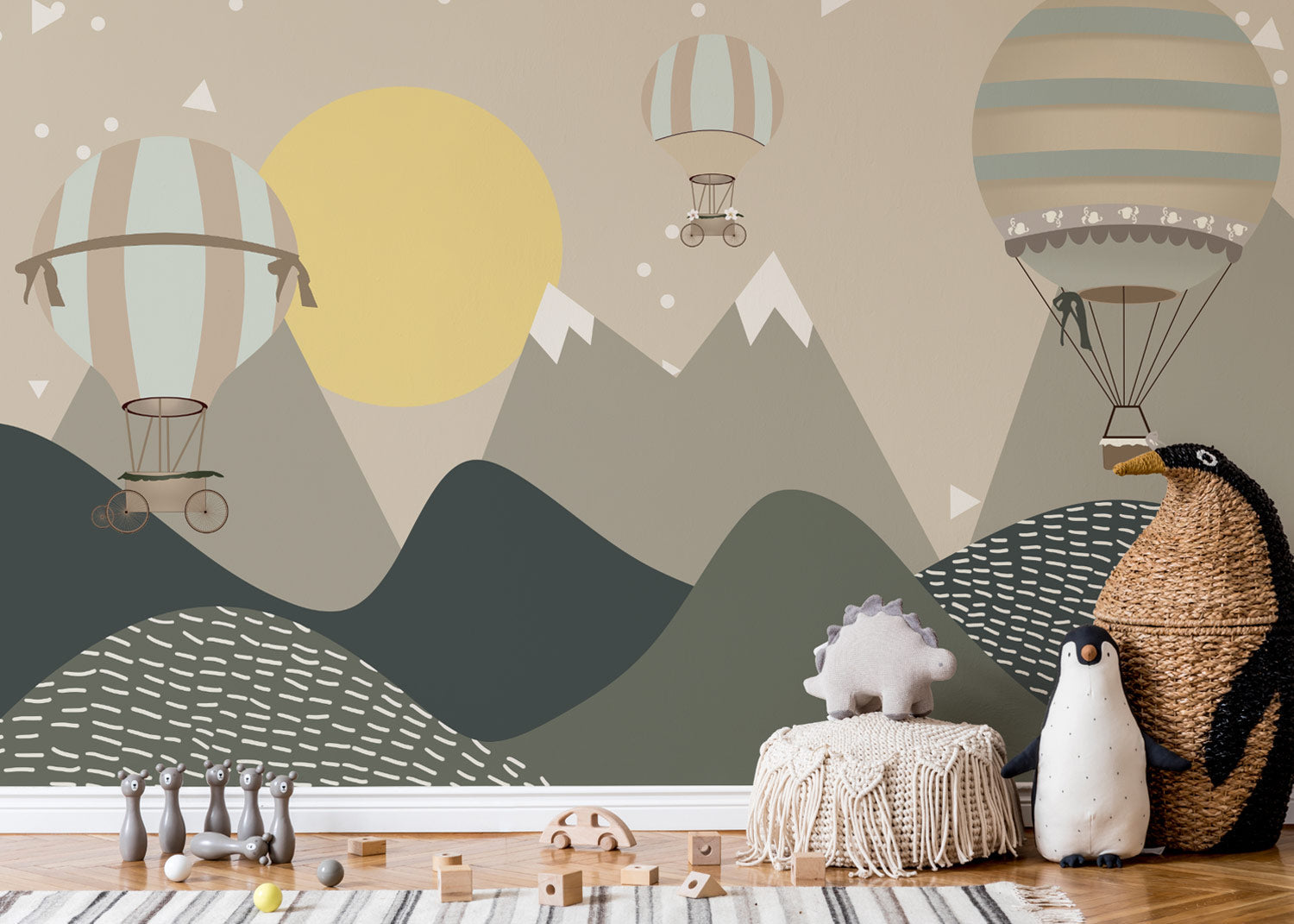 neutral balloon wallpaper mural for teenagers