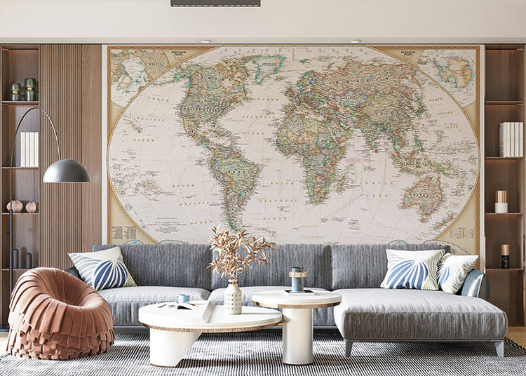 World Map Wallpaper Murals for Room Decor