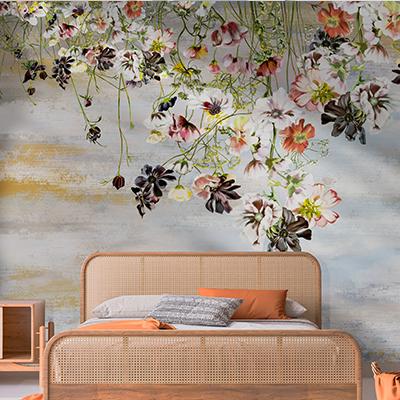 dark vintage flowers wallpaper mural