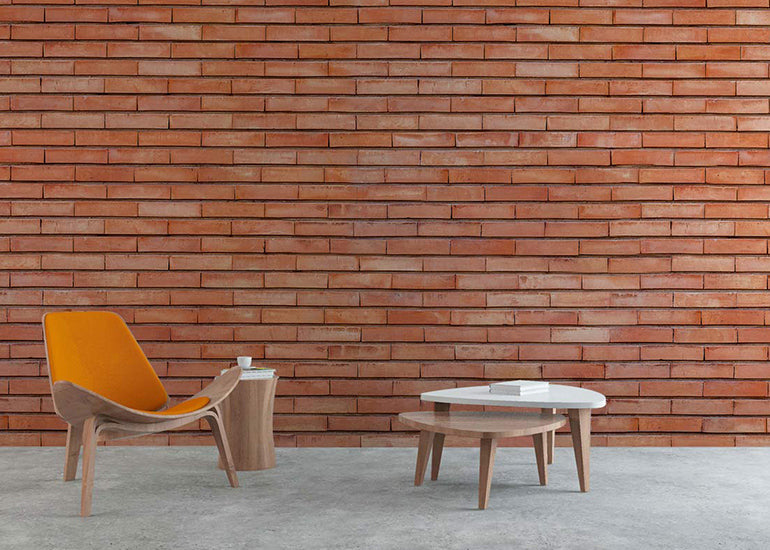dense red brick wallpaper mural