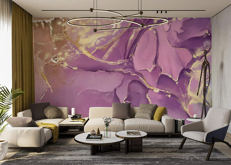 purple & gold marble wallpaper mural