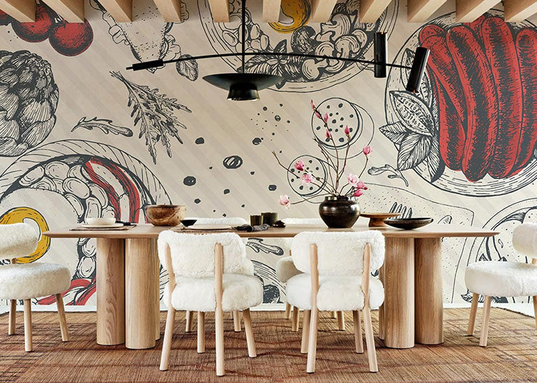 delicious dinner food wallpaper mural