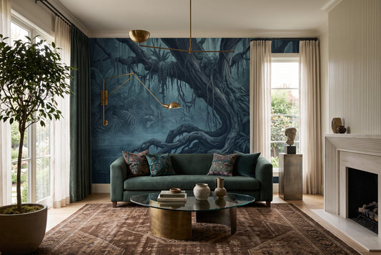 Shadow Jungle Dark Forest Wallpaper Mural room scene