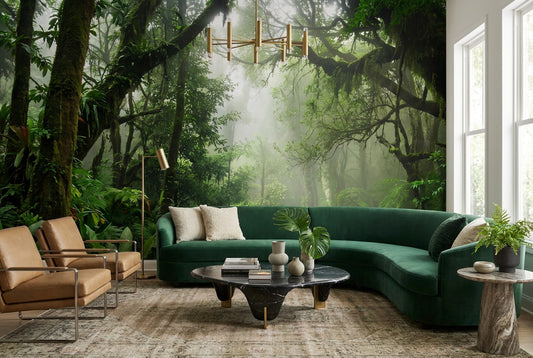 Emerald Forest Green Jungle Wallpaper Mural room scene