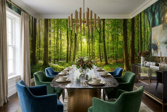 Fresh Forest Green Wallpaper Mural room scene