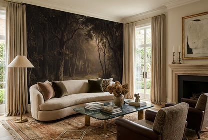 Inky Haunting Dark Forest Wallpaper Mural room scene