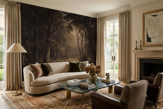 Inky Haunting Dark Forest Wallpaper Mural room scene