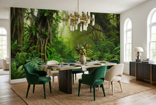 Verdant River Green Jungle Wallpaper Mural room scene