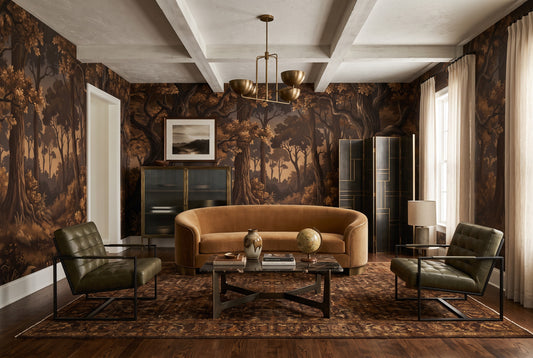 Moody Black Dark Forest Wallpaper Mural room scene