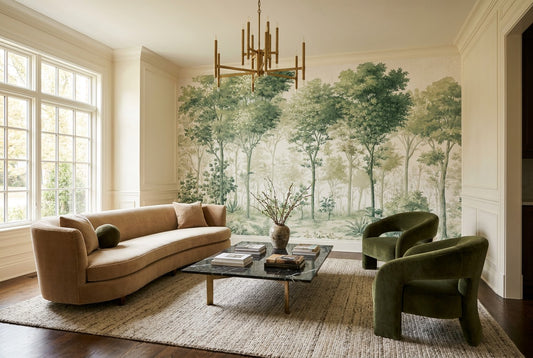 Natural Forest Green Wallpaper Mural room scene