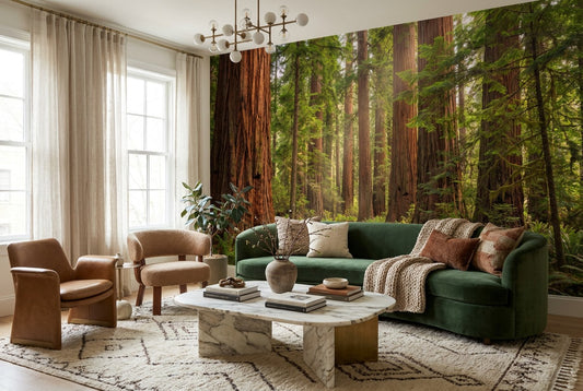 Ancient Warm Redwood Forest Wallpaper Mural room scene