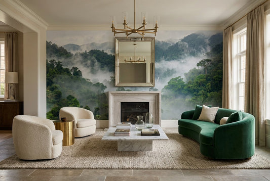 Hazy Misty Forest Wallpaper Mural room scene