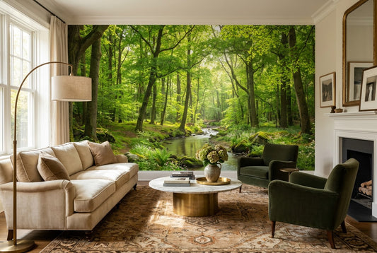Sage Forest Green Wallpaper Mural room scene