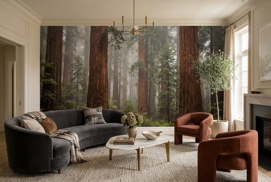 Chestnut Woodland Redwood Wallpaper Mural room scene