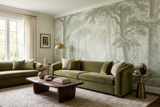 Verdant Forest Green Wallpaper Mural room scene