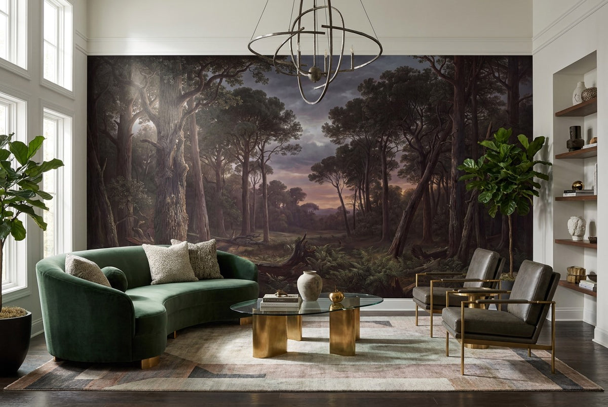 Moody Twilight Dark Forest Wallpaper Mural room scene