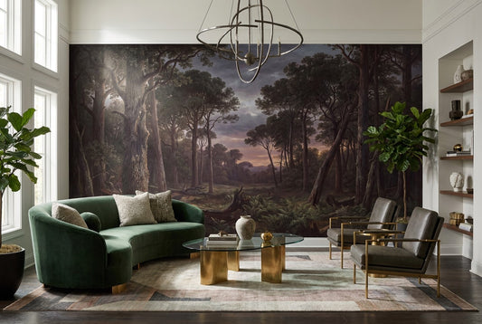 Moody Twilight Dark Forest Wallpaper Mural room scene