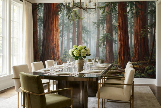 Deep Scenic Redwood Forest Wallpaper Mural room scene