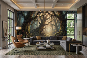 Dim Glow Dark Forest Wallpaper Mural