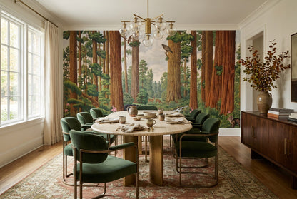 Majestic Brown Redwood Forest Wallpaper Mural interior scene