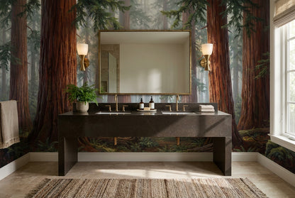 Deep Scenic Redwood Forest Wallpaper Mural interior scene