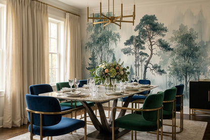 Cool Misty Forest Wallpaper Mural interior scene