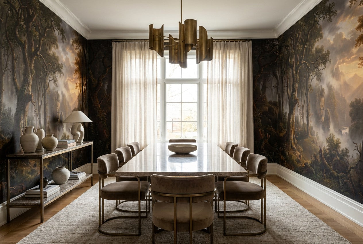 Midnight Mountain Dark Forest Wallpaper Mural interior scene