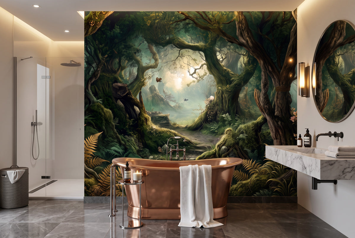 Nocturnal Moon Dark Forest Wallpaper Mural interior scene