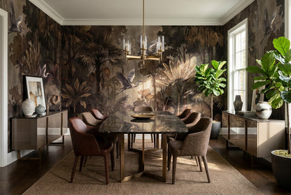 Black Twilight Bird Dark Forest Wallpaper Mural interior scene