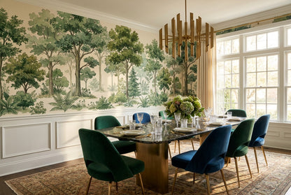 Olive Forest Green Wallpaper Mural interior scene