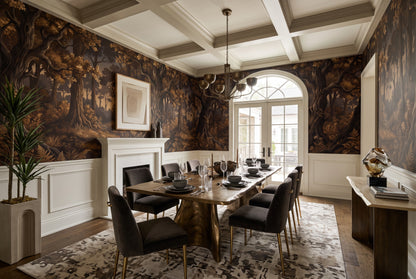 Moody Black Dark Forest Wallpaper Mural interior scene