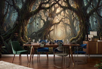 Dim Glow Dark Forest Wallpaper Mural interior scene
