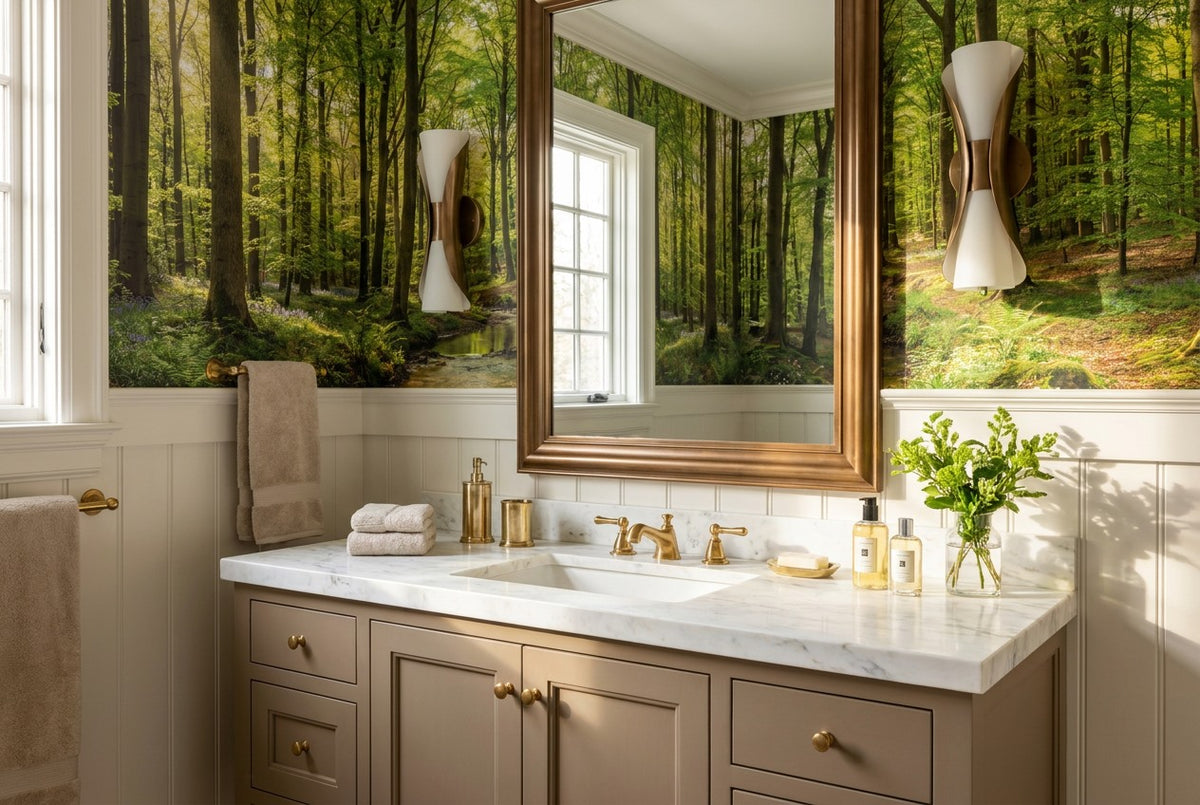 Fresh Forest Green Wallpaper Mural interior scene