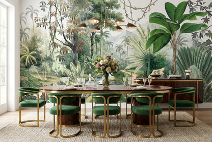 Jade Rainforest Green Jungle Wallpaper Mural interior scene