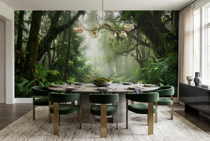 Emerald Forest Green Jungle Wallpaper Mural interior scene