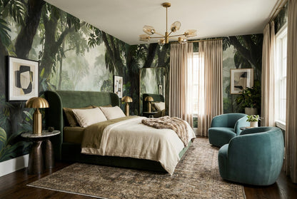 Lush Canopy Green Jungle Wallpaper Mural interior scene