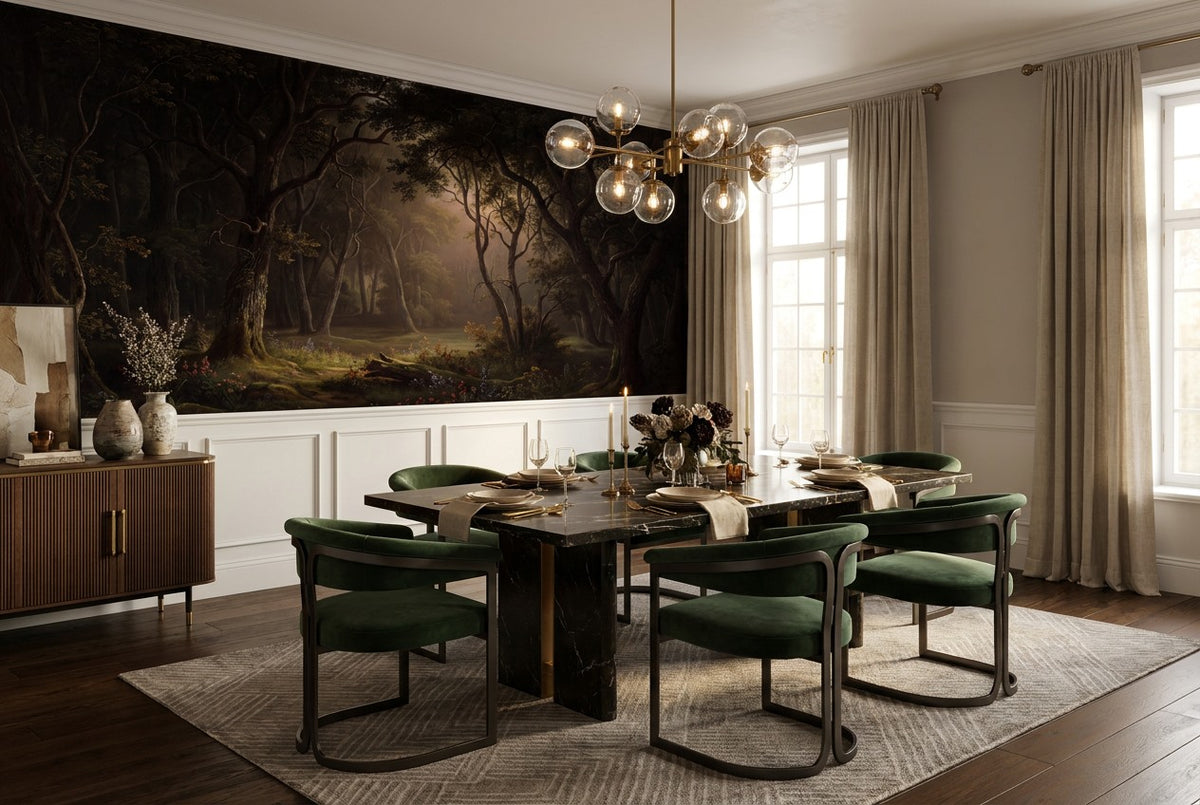 Inky Haunting Dark Forest Wallpaper Mural interior scene