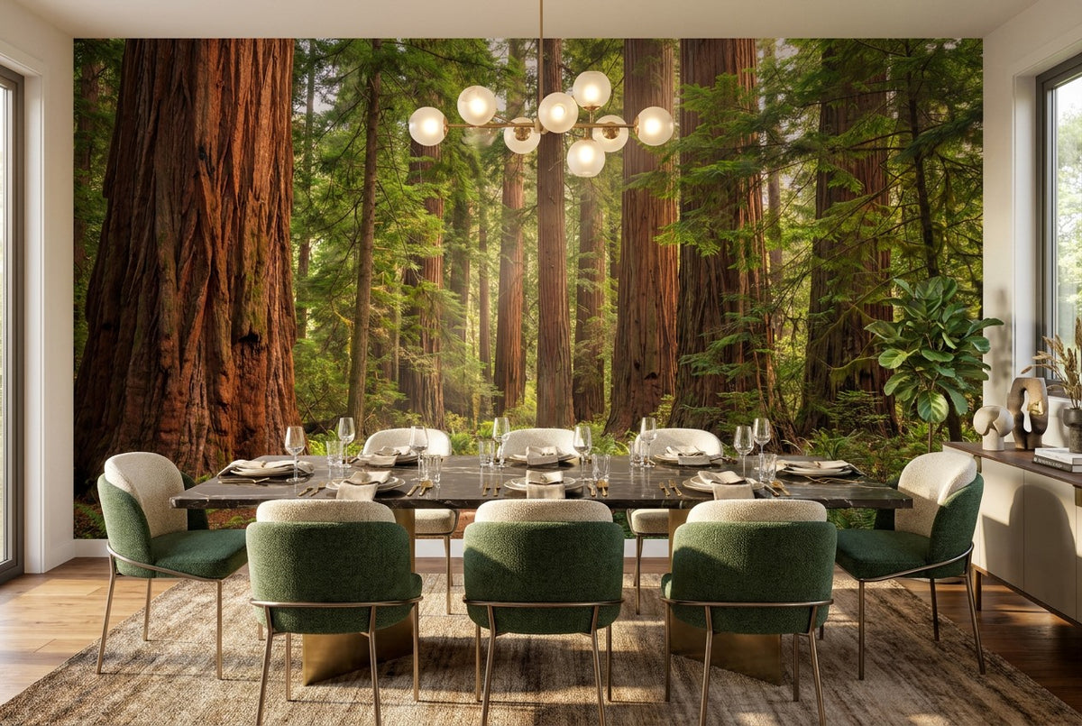 Ancient Warm Redwood Forest Wallpaper Mural interior scene
