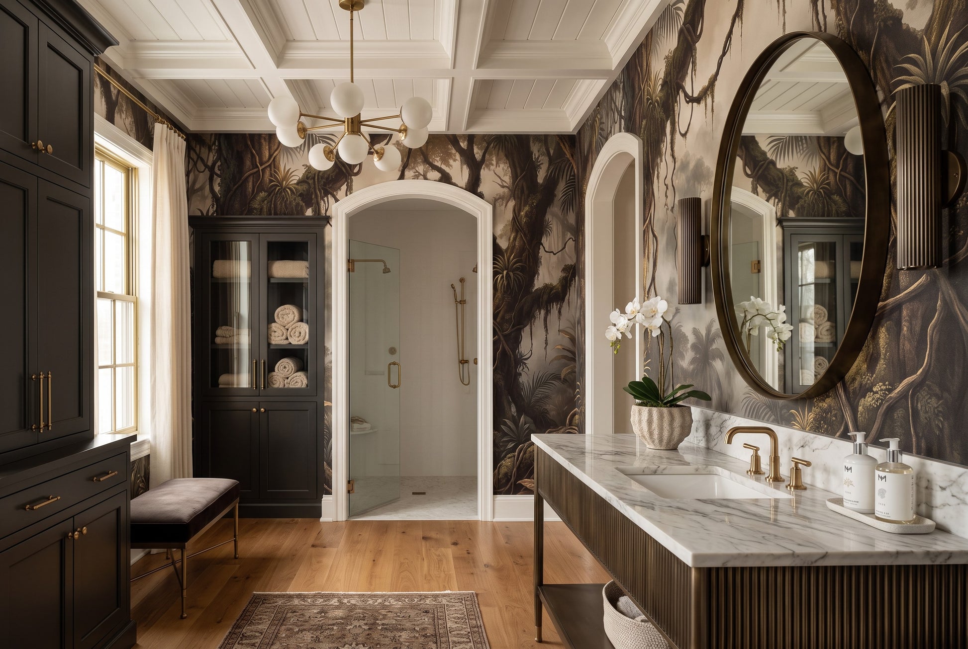 Charcoal Gothic Dark Forest Wallpaper Mural interior scene